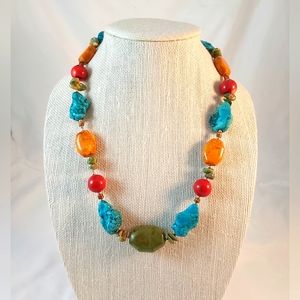 Chunky turquoise magnesite & coral